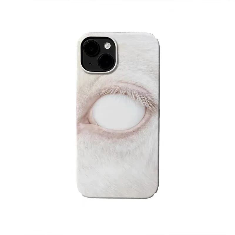 Ins Korean White Sheep Eye Art Phone Case for IPHONE 17 Air 16E 15 PROMAX 14 Plus 13 12 MINI 11PRO 16Plus XR Acrylic Phone Cover