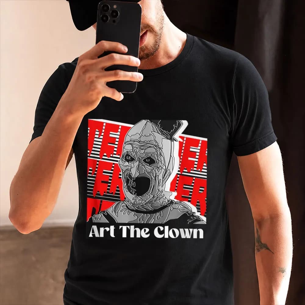 Retro Horror Movie Terrifier Art The Clown Killer Scary Halloween Gift T Shirt 0803 Short Sleeve Graphic clothes All size tops