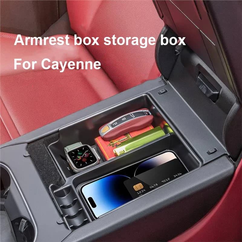 For Porsche Cayenne 9YA 2018 2019 2020 2021 2022 2023 2024 Armrest Storage Box For Central Car Console Tray Organizer Accessory