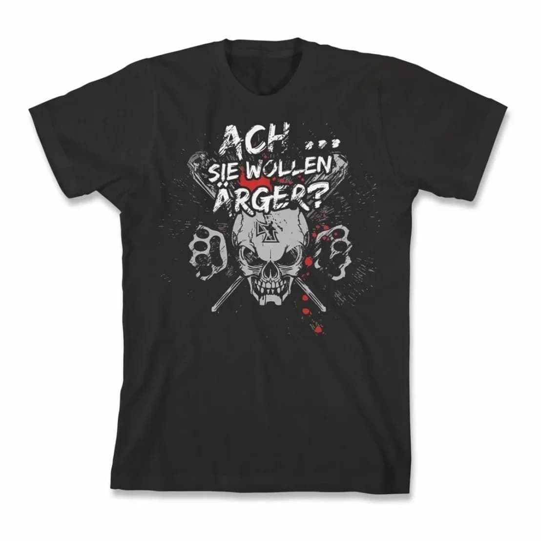 Deutschrock Evil Punk Rock Skull T-Shirt New 100% Cotton Short Sleeve O-Neck Casual Mens T-shirt Fashion Streetwear