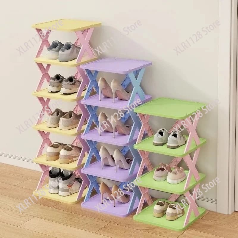 Dopamine Narrow Shoe Rack Multi-layer Storage Organizer Compact for Dorm Bedroom