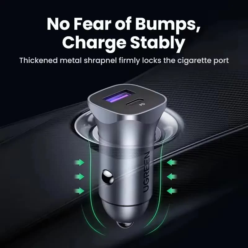 30W UGREEN Car Charger Type C Fast Charging Car Charger Quick 4.0 3.0 Mobile Phone Mini PD Charger for iPhone 16 15