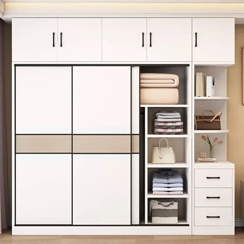 Items Modern Wardrobes Closet Wooden Tall Style Saving White Wardrobes Storage Space Sliding Guarda Roupas Furniture For Home