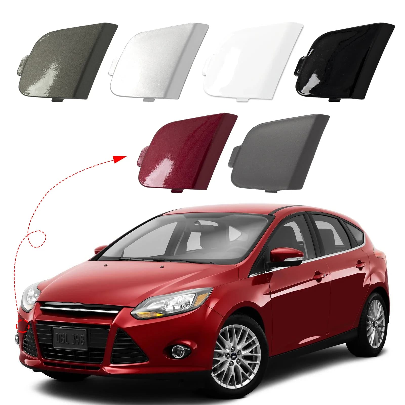 For Ford Focus MK3 2011-2014 Front Bumper Tow Hook Cover BM5117A989AB Durable ABS Plastic Professional Installation Set