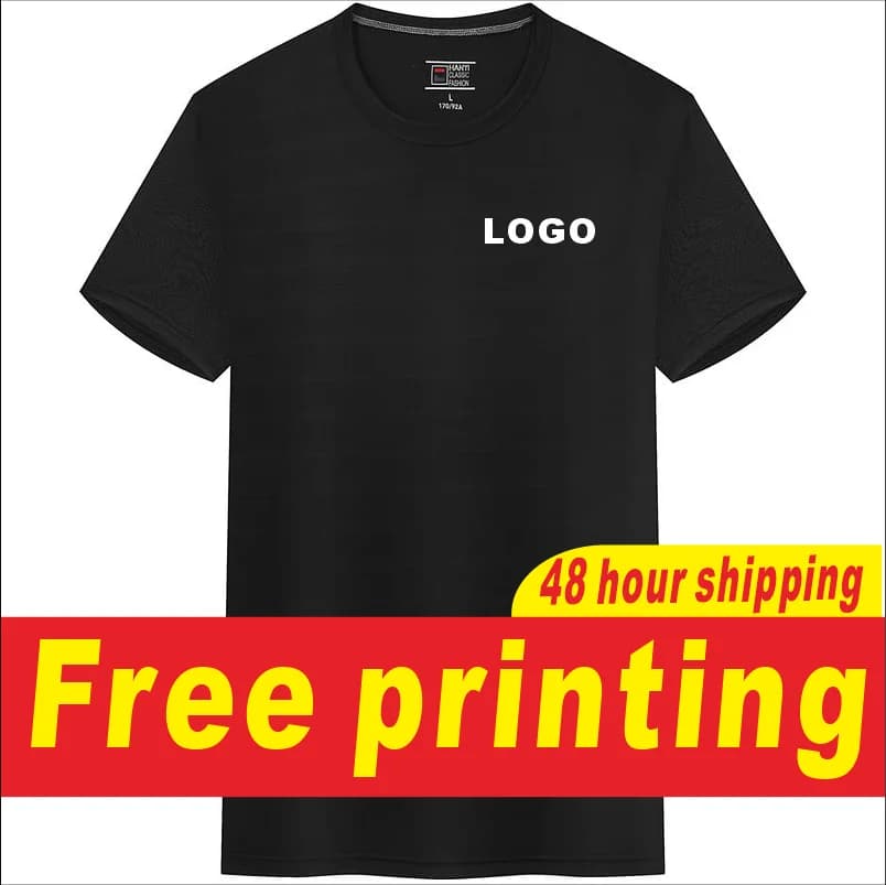 Summer men's and women's short sleeved T-shirts, custom printed logo, printed text pattern, embroidered logo, outdoor sports shi