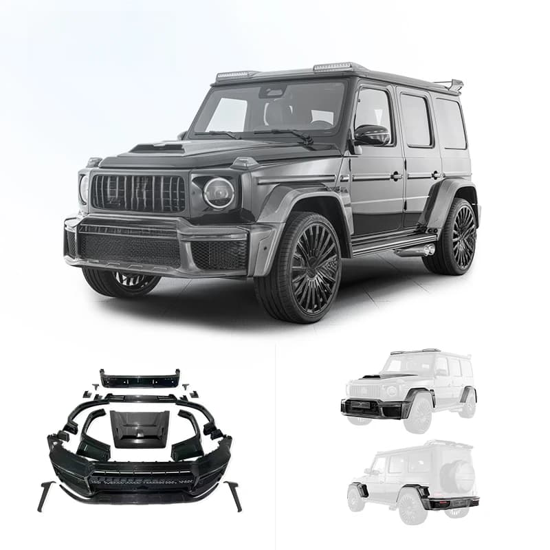 High Quality B-Type Carbon Fiber Body Kit Front Lip Diffuser Hood Wheel Arches Top Light Fit For G63 W465 2024 Upgrade