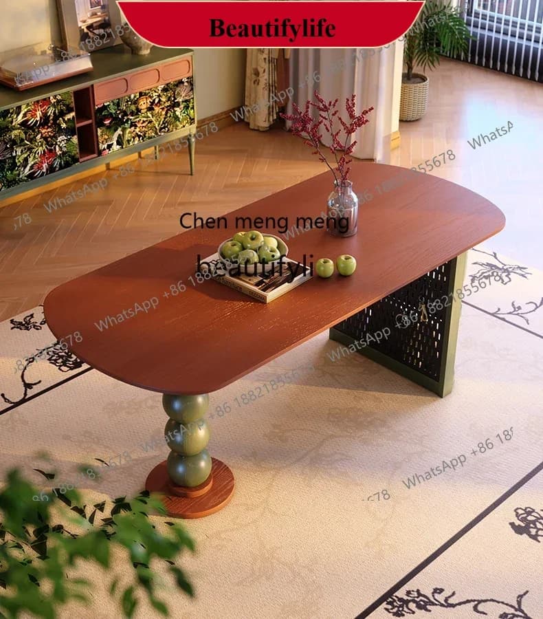 z183  Solid wood dining table French retro small apartment household oval dining table medium antique high-end storage