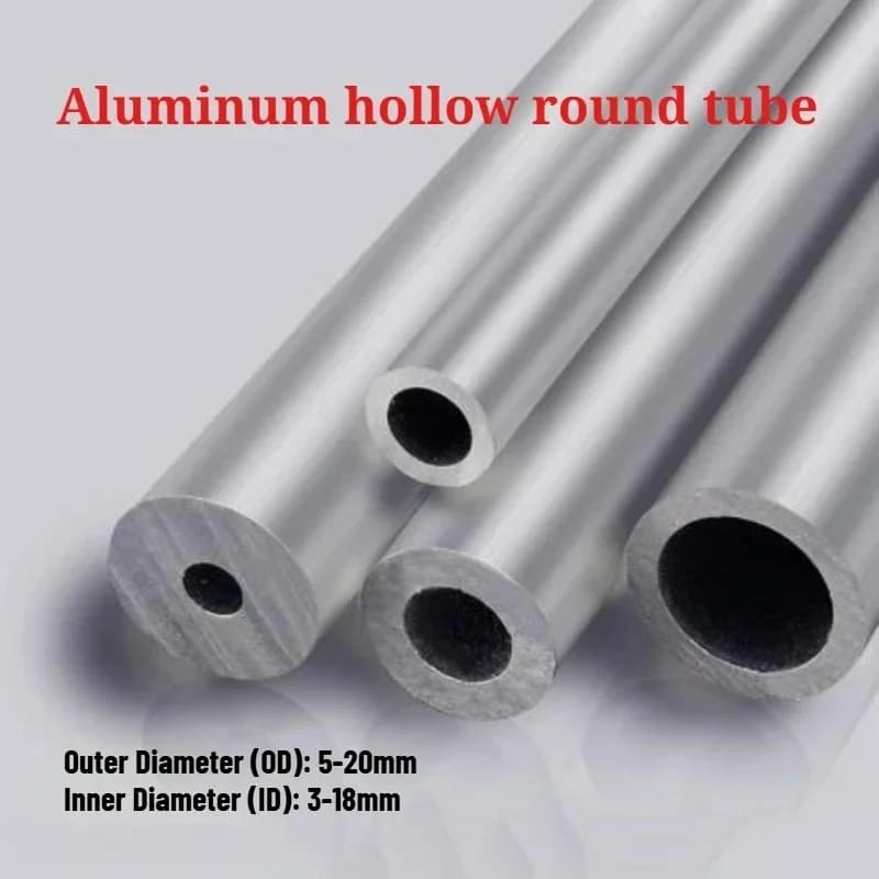 OD 5-20mm ID 3-18mm Aluminum Round Tube Straight Hollow Metal Pipe For Plumbing DIY Model Automotive Tool Length 500mm