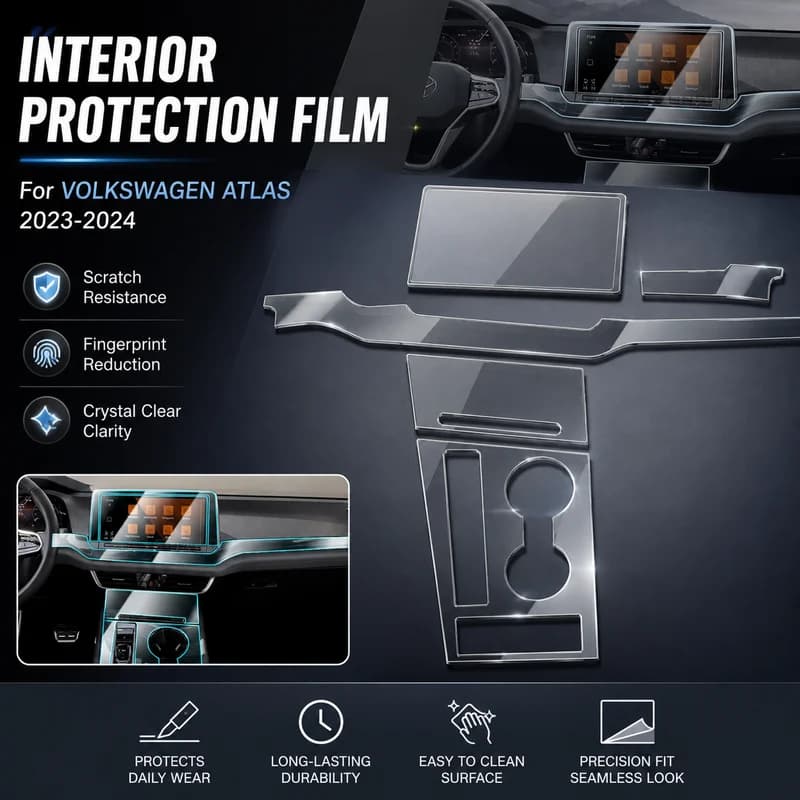 Tpu Transparent Film For VW VOLKSWAGEN ATLAS 2023 2024 Car Interior Stickers Center Console Screen Dashboard Gear Panel Protect