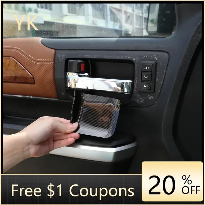 For Toyota Tundra Sequoia 2007-2021 ABS Carbon Fiber Car Inner Door Bowl Cover Trim Sticker Interior Car Accessories