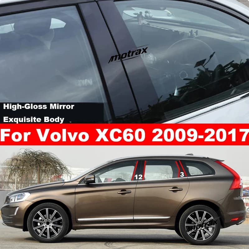 For Volvo XC60 2009-2017 Car B C Pillar Stickers PC Window Trim Cover Middle Pillar Post Decor Sticker Exterior Modification