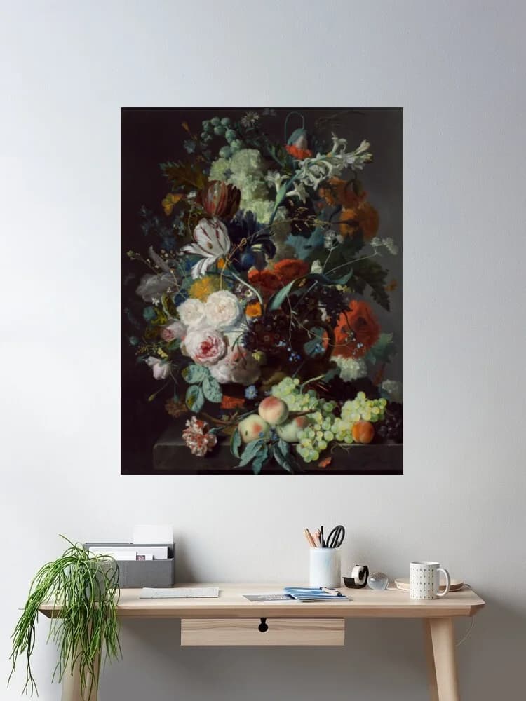 Still Life with Flowers and Fruit Jan van Huysu Canvas POSTER ,Home Decor Wall art painting