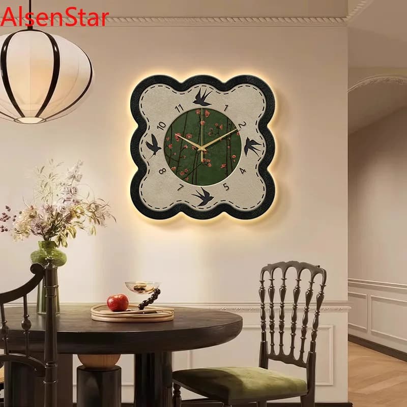 Chinese Antique Wall Clock 2025 New Dining Living Room Decorative Painting Clocks Wall Hanging Clock Watch Home Decoration