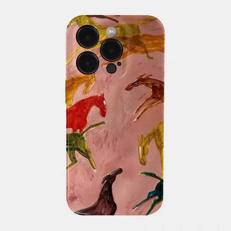 Caramel Powder Color Horse Phone Case for IPHONE 17 Air 16E 15 PROMAX 14 Plus 13 12 MINI 11 16Plus XR XS MAX Acrylic Phone Cover