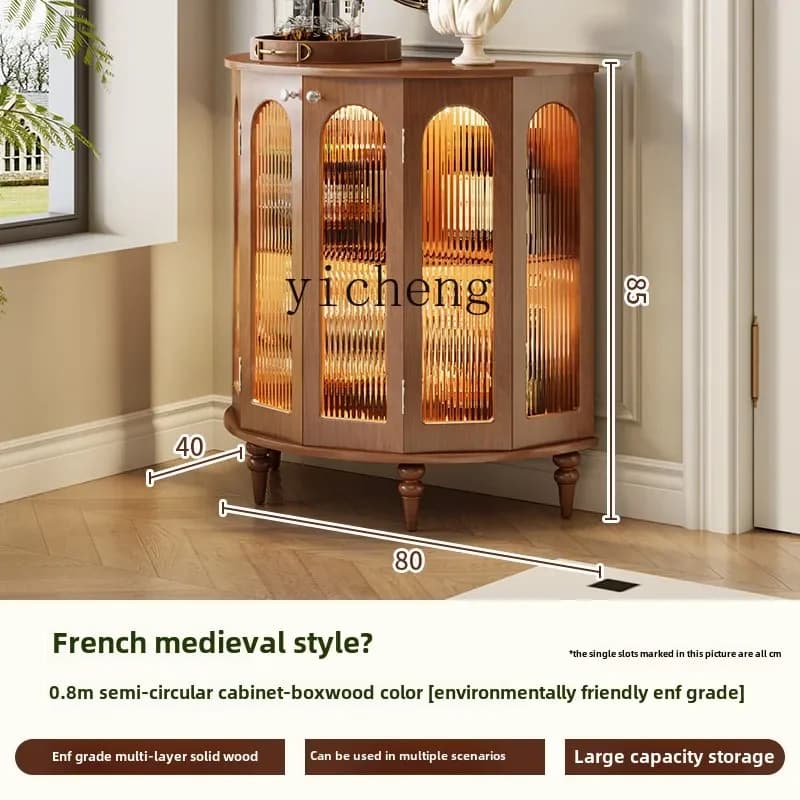 ZC medieval style small mini solid wood wine cabinet living room wall locker entrance cabinet