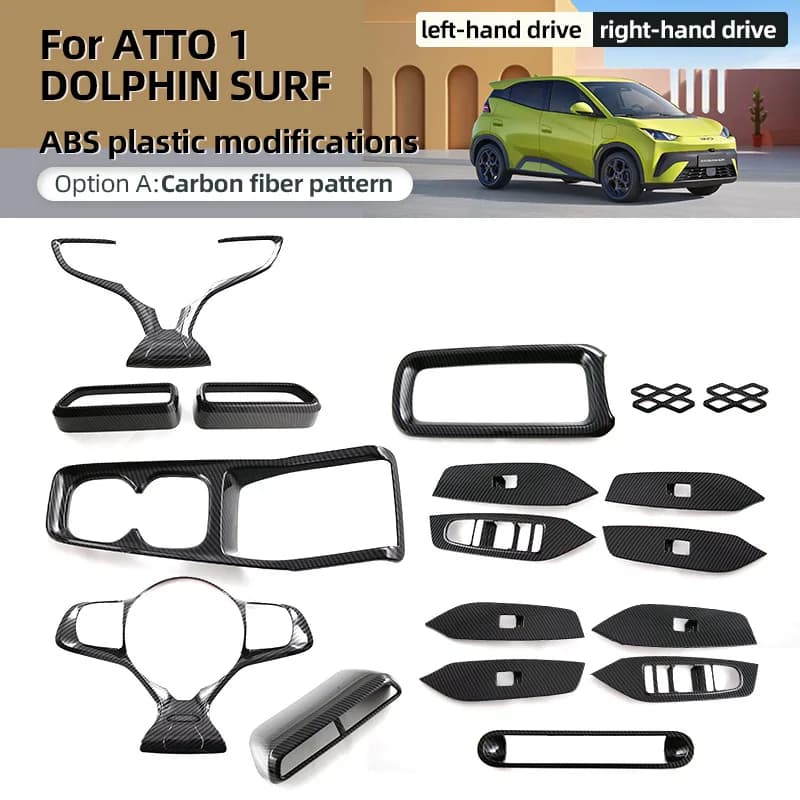 RHD/LHD For BYD Seagull/Dolphin Mini Surf /Atto 1 2023+ Steeling Wheel Cover Gear Shift Panel Center Console Water Cup Stickers
