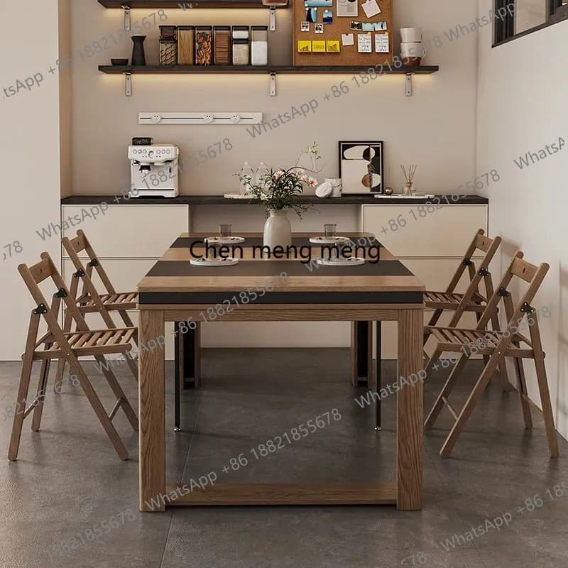 Multifunctional Scandinavian Dining Solution: Compact Foldable Table with Hidden Storage for Modern Apartments Furniture