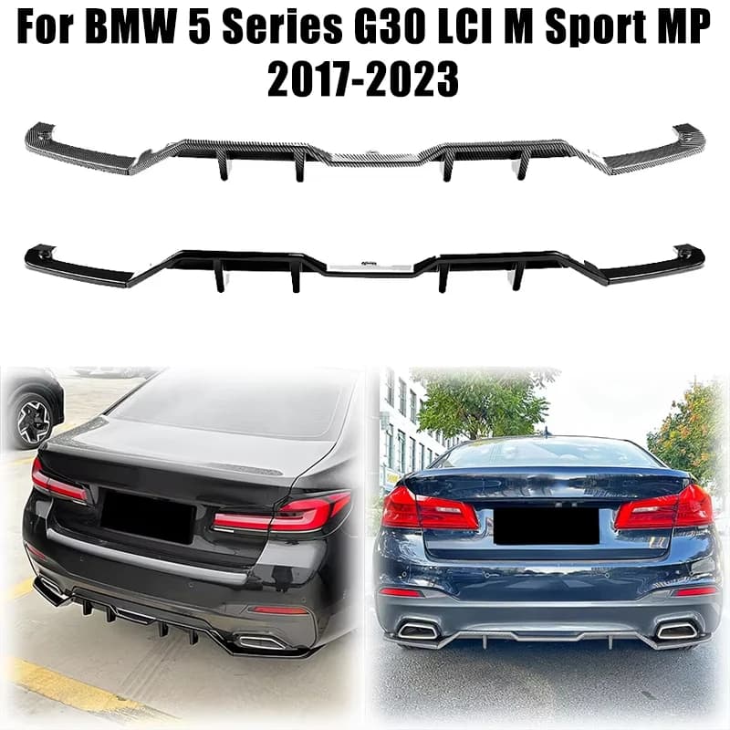 3Pcs For BMW 5 Series G30 LCI M Sport MP Style 2017-2023 Rear Bumper Diffuser Lip Guard Spoiler Boot Splitter Tuning Body Kit