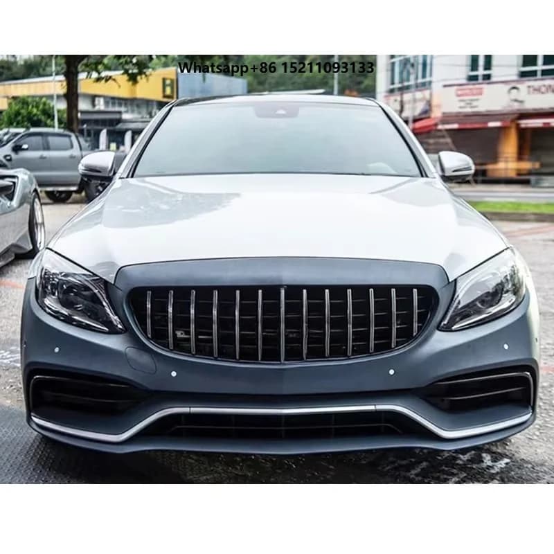 2016-2020 W205 Car Modification Upgrade C63 AMG Front Bumper Side Skirts Mudguard Rear Bumper Rear Lip Body Ki