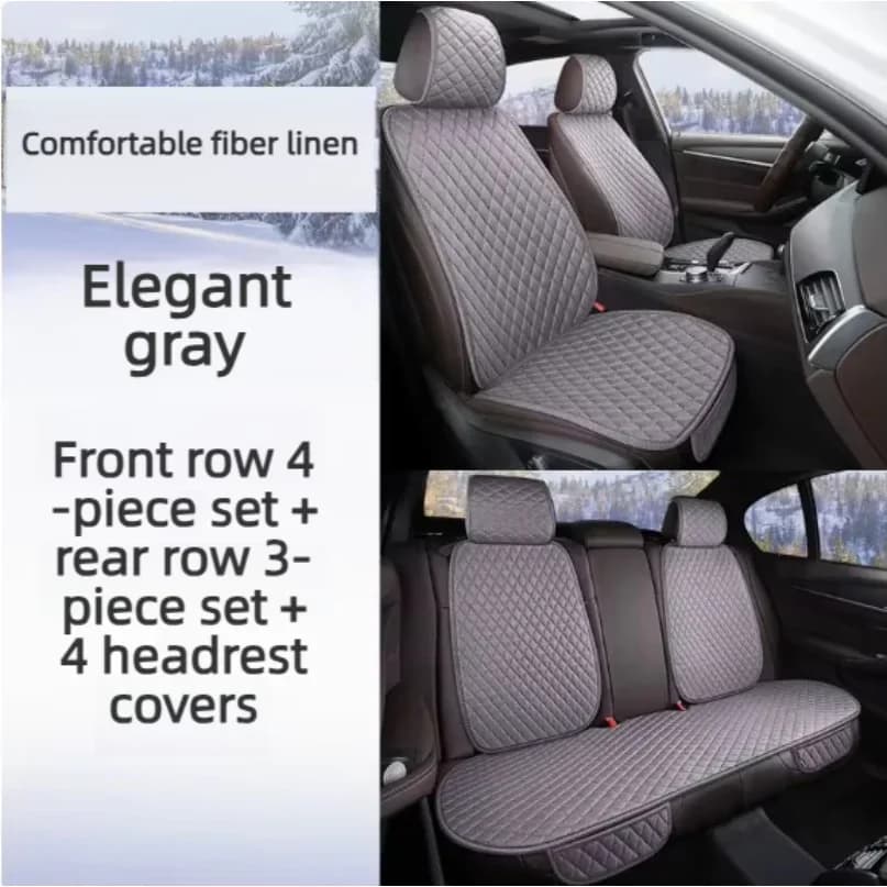 Funda Universal para Asiento de Coche de Lino Transpirable para las Cuatro Estaciones, Protector de Asiento Delantero y Trasero