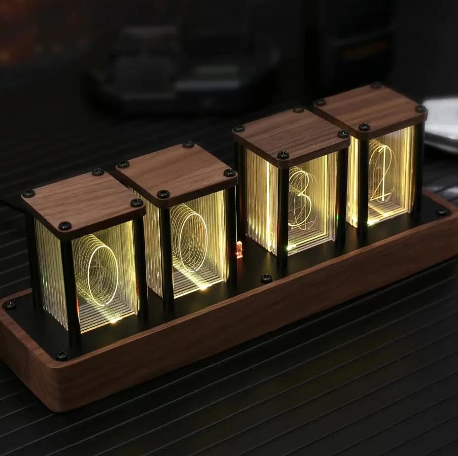Desktop Alarm Clock with Neon Tube Design | No Assembly Required | Creative Alarm Clock and Timer | Internet-Synchronized