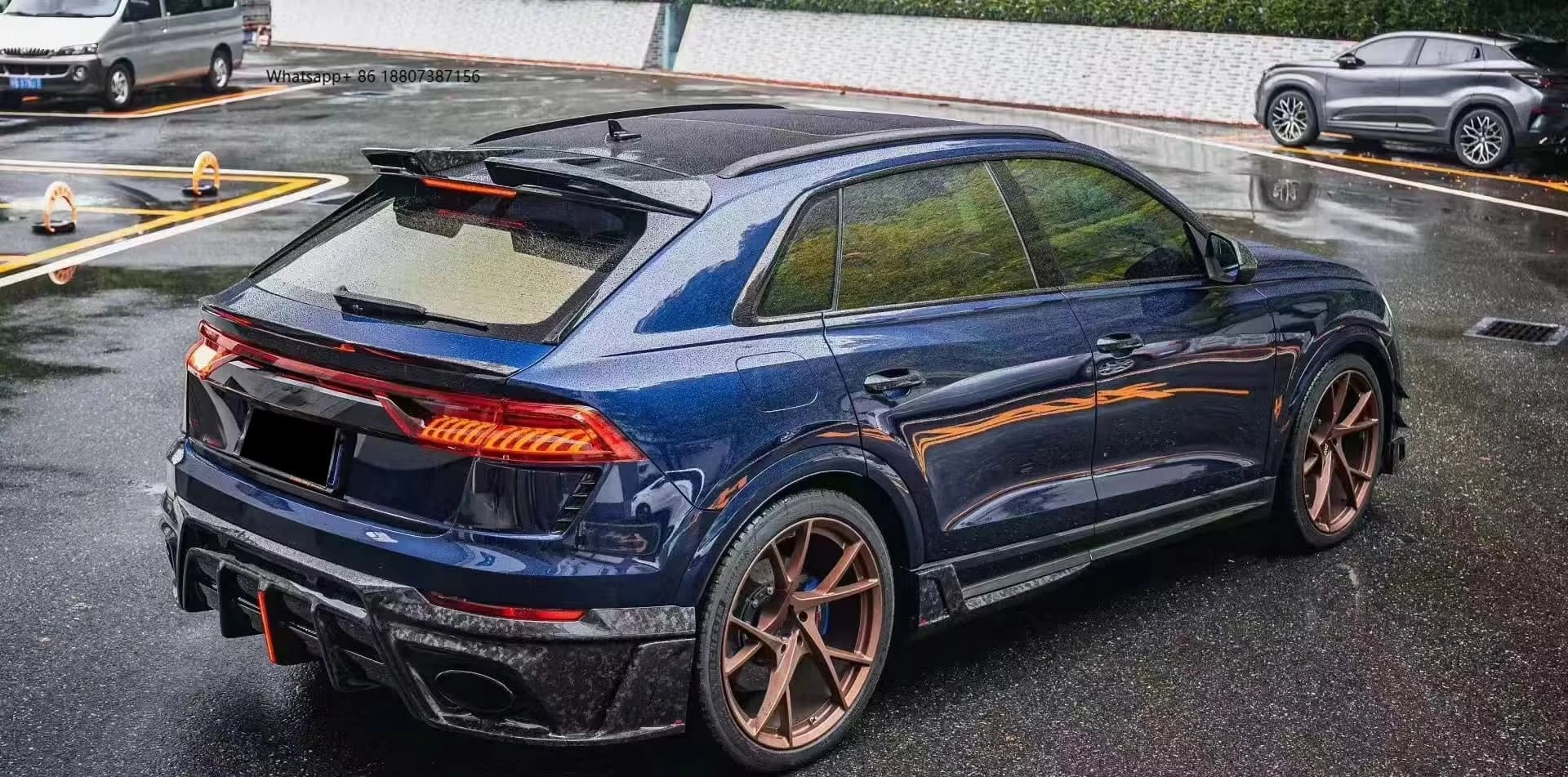 forAudi RSQ8 Carbon Fiber Side Skirts & Bumpers with Exhaust Cutouts-Bolt-On Universal Fitment