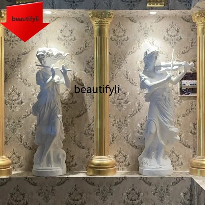 Q181 BMusic Lady Sculpture Large Angel Floor Figure Ornament European Garden Landscape Decoration Lobby Art