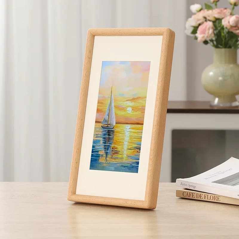 Rectangular Solid Wood Photo Frame Elegant Desktop Display 20x40cm/15x30cm Walnut/Teak Frame for Photos and Artworks Home Decor