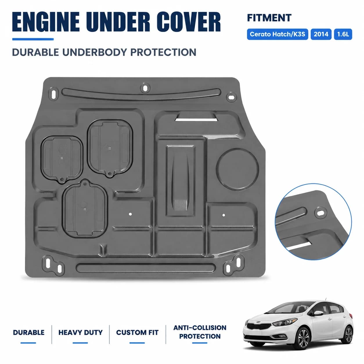Custom Fit Engine Skid Plate For Kia Cerato Hatch K3S 2014 1.6L Heavy Duty Underbody Protection Anti Collision Design