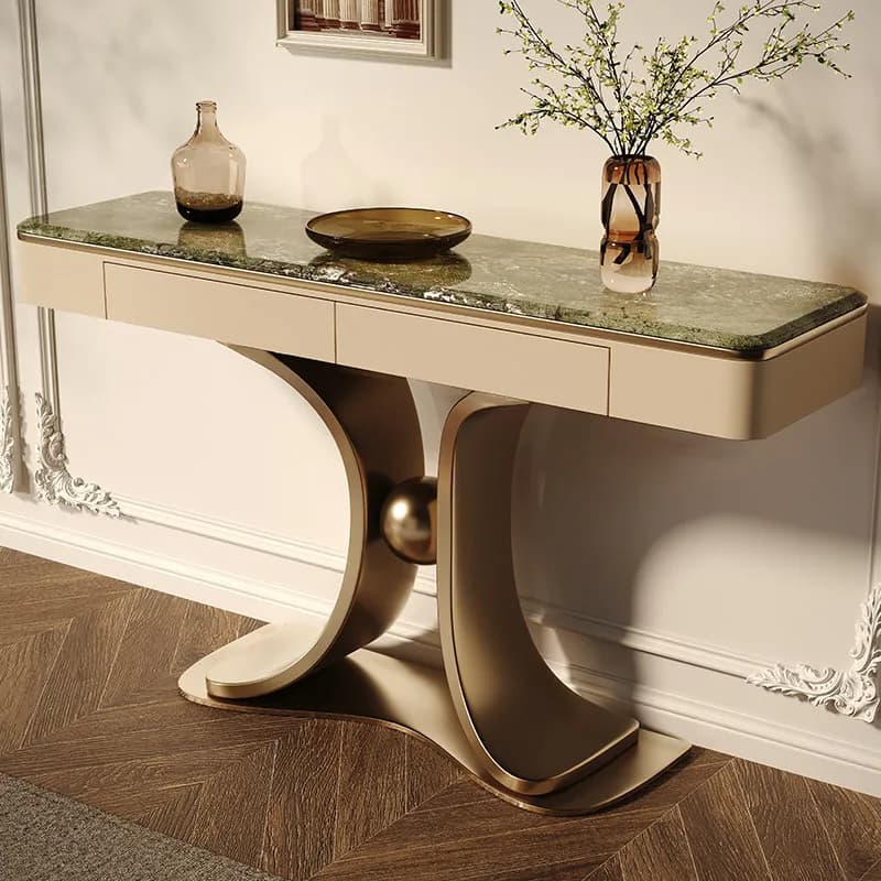 DSA light luxury creative high sense simple home against the wall corridor stainless steel entrance table
