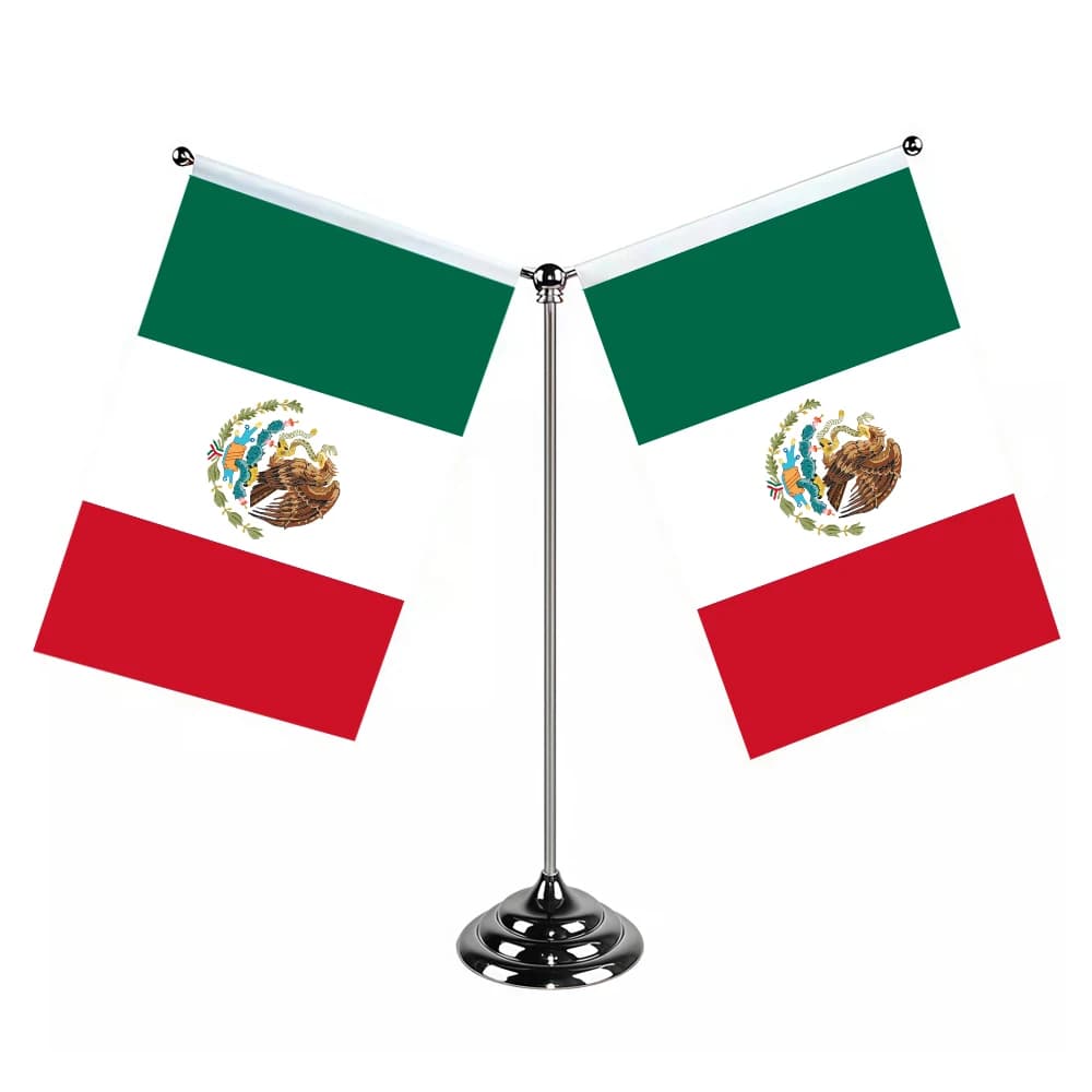 Aerlxemrbrae Metal Stand  14x21cm  Office Desk Flag of Mexico Flag Polyester Mexico Flag National Flag Country Banner