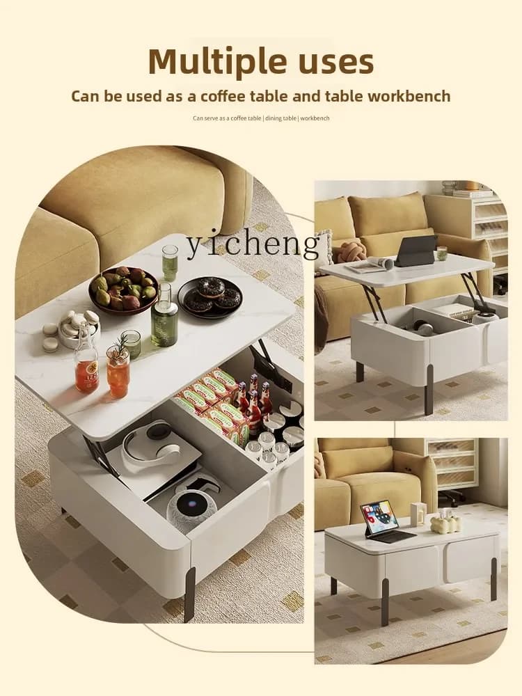 YY- Rock Plate Coffee Table Living Room Can Be Lifted Function Tea Table