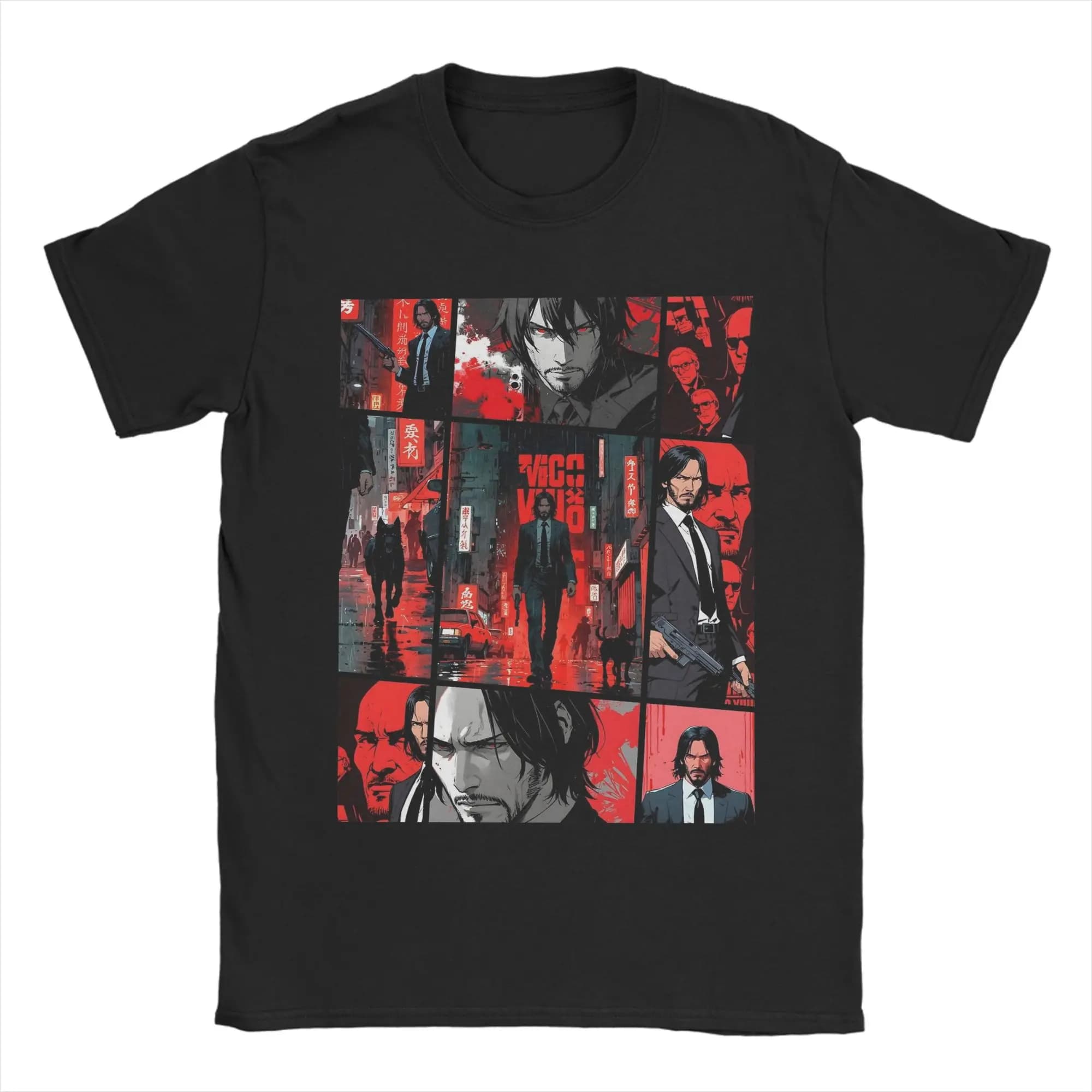 Creative Fan art John Wick T-Shirts Men Round Neck Pure Cotton T Shirts  Short Sleeve Tee Shirt Plus Size Clothes