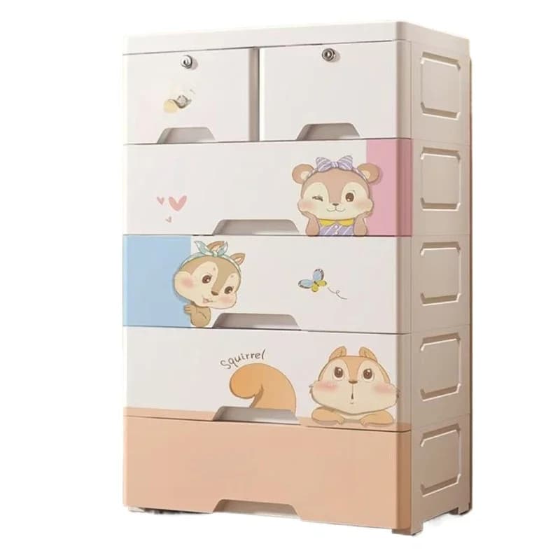 5 layer baby cartoon storage drawer household bedroom PP children girl cartoon storage drawer wardrobe storage device