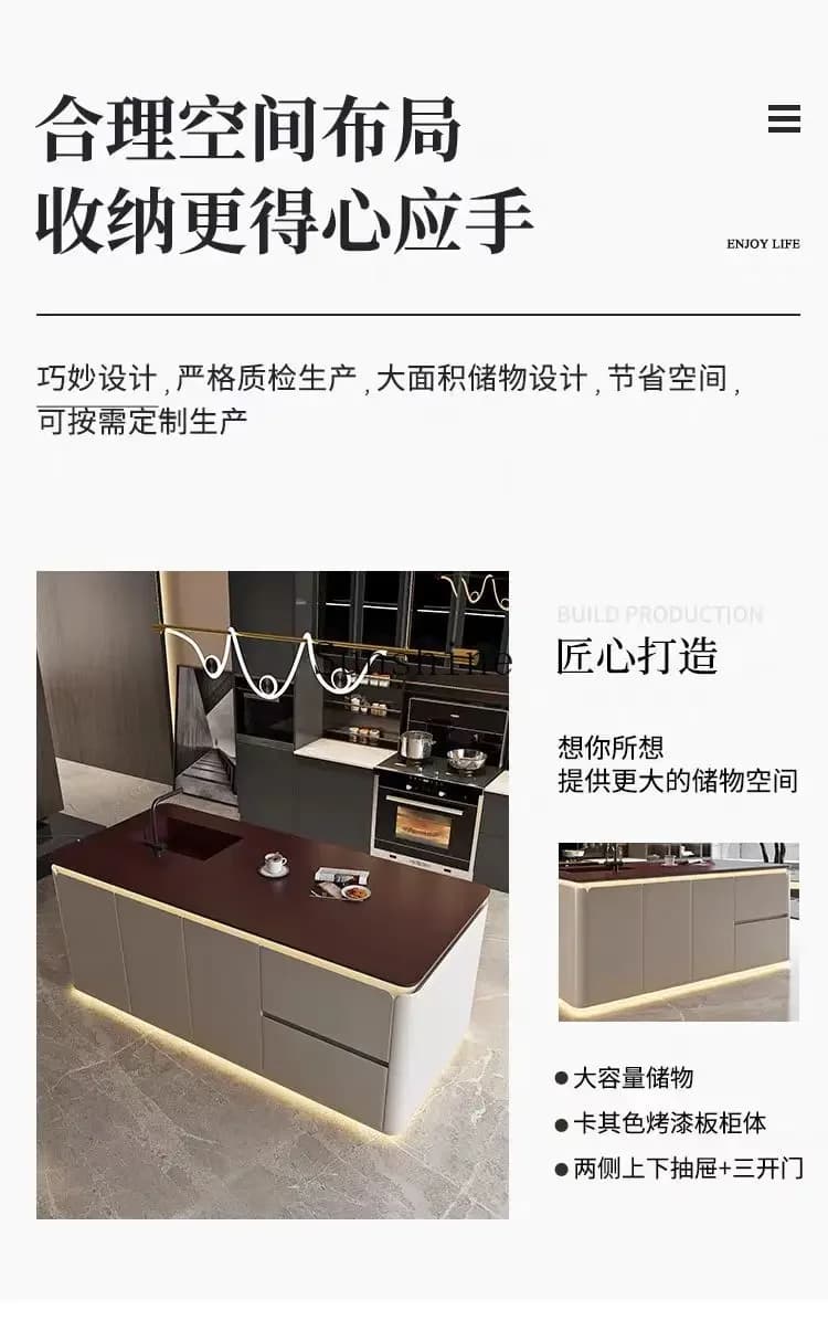 luxury petals modern simple home restaurant bar counter partition integrated western kitchen operation cooking table  FT
