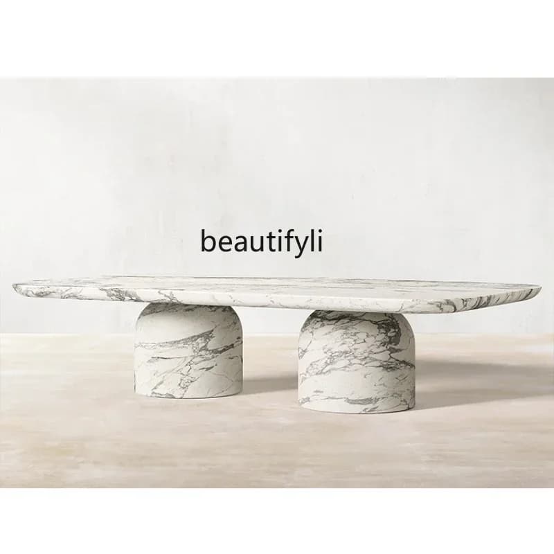 Q181  Round Tea Table TV Cabinet Unit Natural Marble Tea Table Designer High-End Tea Table TV Cabinet