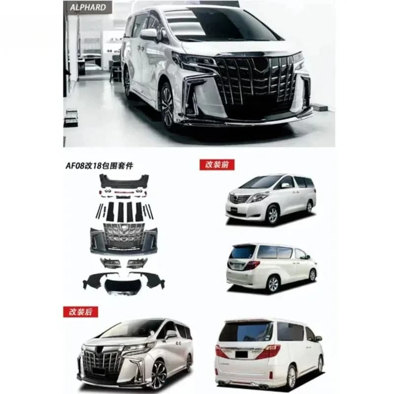 Alphard 20 Series 2008 Facelift Conversion Car Bumpers Bodykit For  Alphard Body Kit Upgr 2009 To 2021
