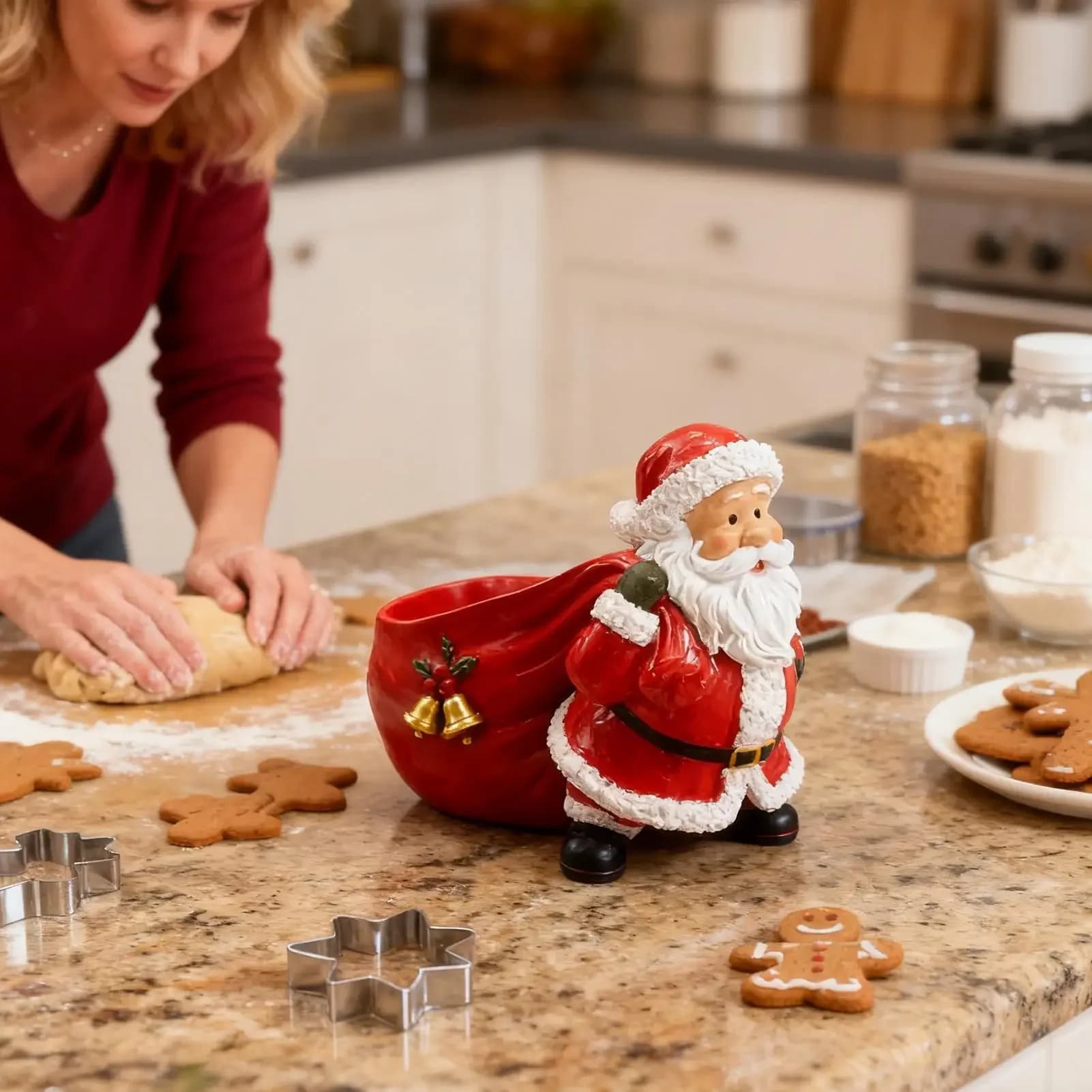 Christmas Resin Santa Statues With Bell Fun Resin Bag Shape Holiday Supplies Christmas Santa Claus Decorations For Birthday