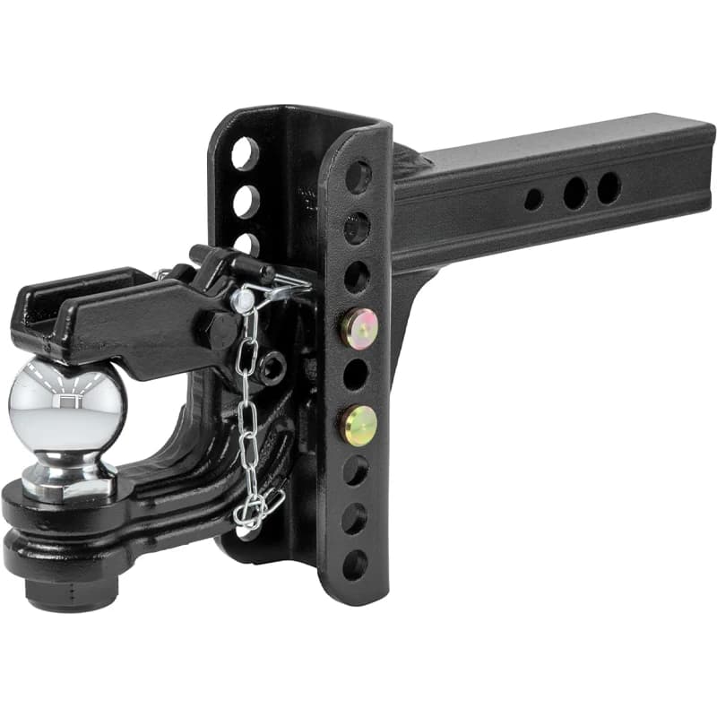 Heavy   Steel Trailer Hitch Adjustable Trailer Hitch with Pintle Hook Ball 2-Inch Receiver Adjustable Ball Mount Hitch