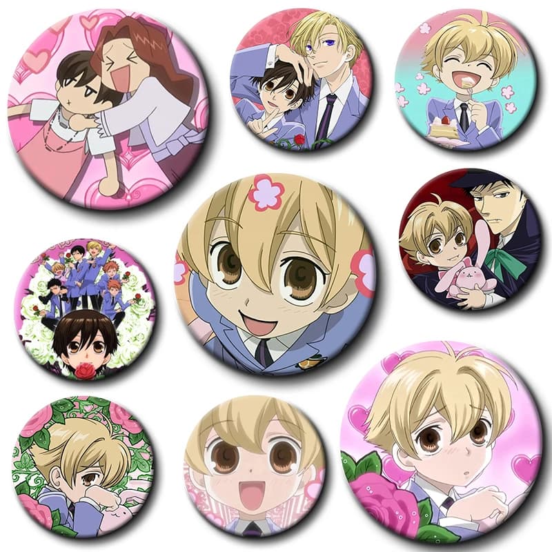 58mm Ouran High School Host Club Anime Pins Tinplate Badge Custom Cartoon Brooch for Clothes Decoration Fans Collection Gifts
