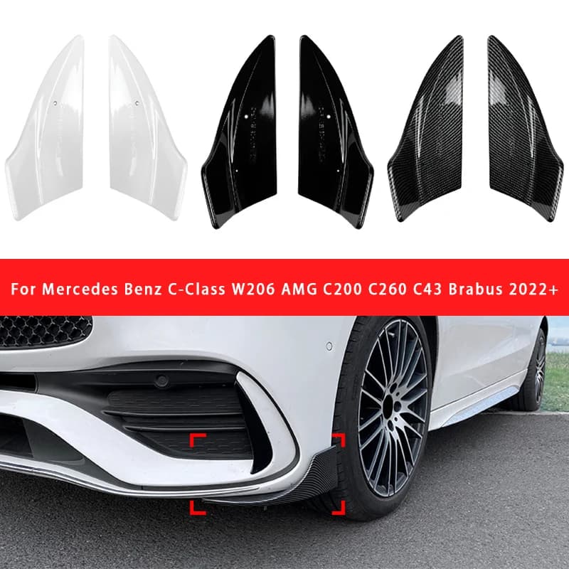 For Mercedes Benz C-Class W206 AMG C200 C260 C43 Brabus 2022+ Front Bumper Spoiler Corner Protector Canard Diffuser Splitter