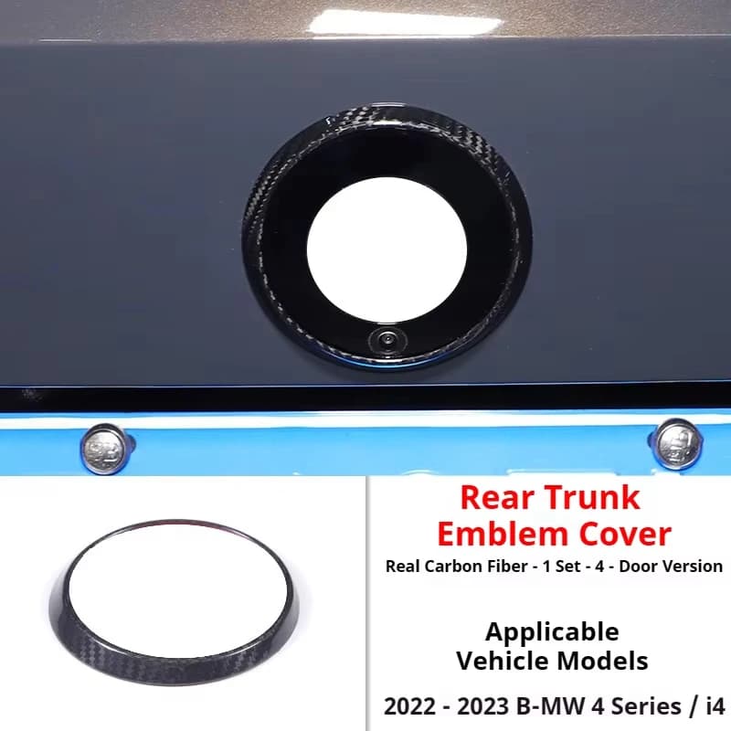 New For BMW 4 Series G22 G23 G26 2022+ Real Carbon Car Logo Decoration Fiber Ring Rear Logo Cover Car Stickers Accessories