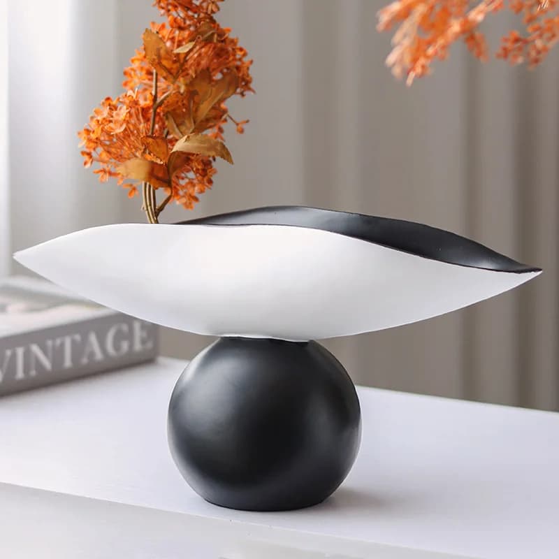 Spherical Resin Tray Black White Geometric Handcrafted Decor Modern Coffee Table Centerpiece for Living Room Hotel Art Display