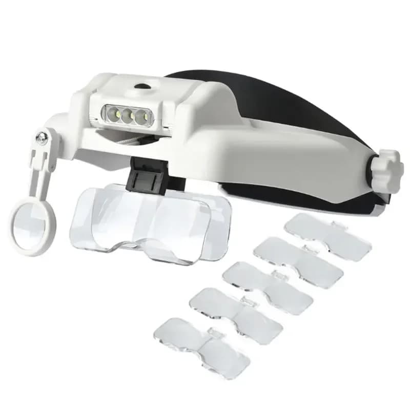 Headband Magnifying Glass with LED Lights Helmet Magnifier 1X 1.5X 2.0X 2.5X 3.5X 8X Reading Handwork Beauty Tool Loupe