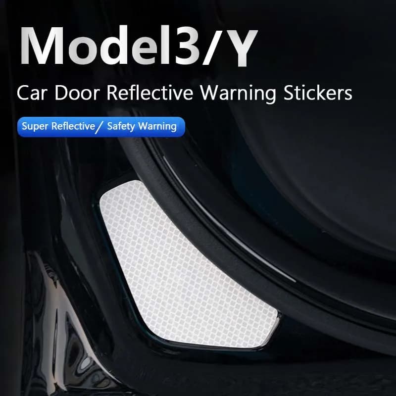 For Tesla Door Reflective Warning Sticker For Tesla Model 3 Y Accessories Reflectiver Safety Warning Sticker Bright Car Interior
