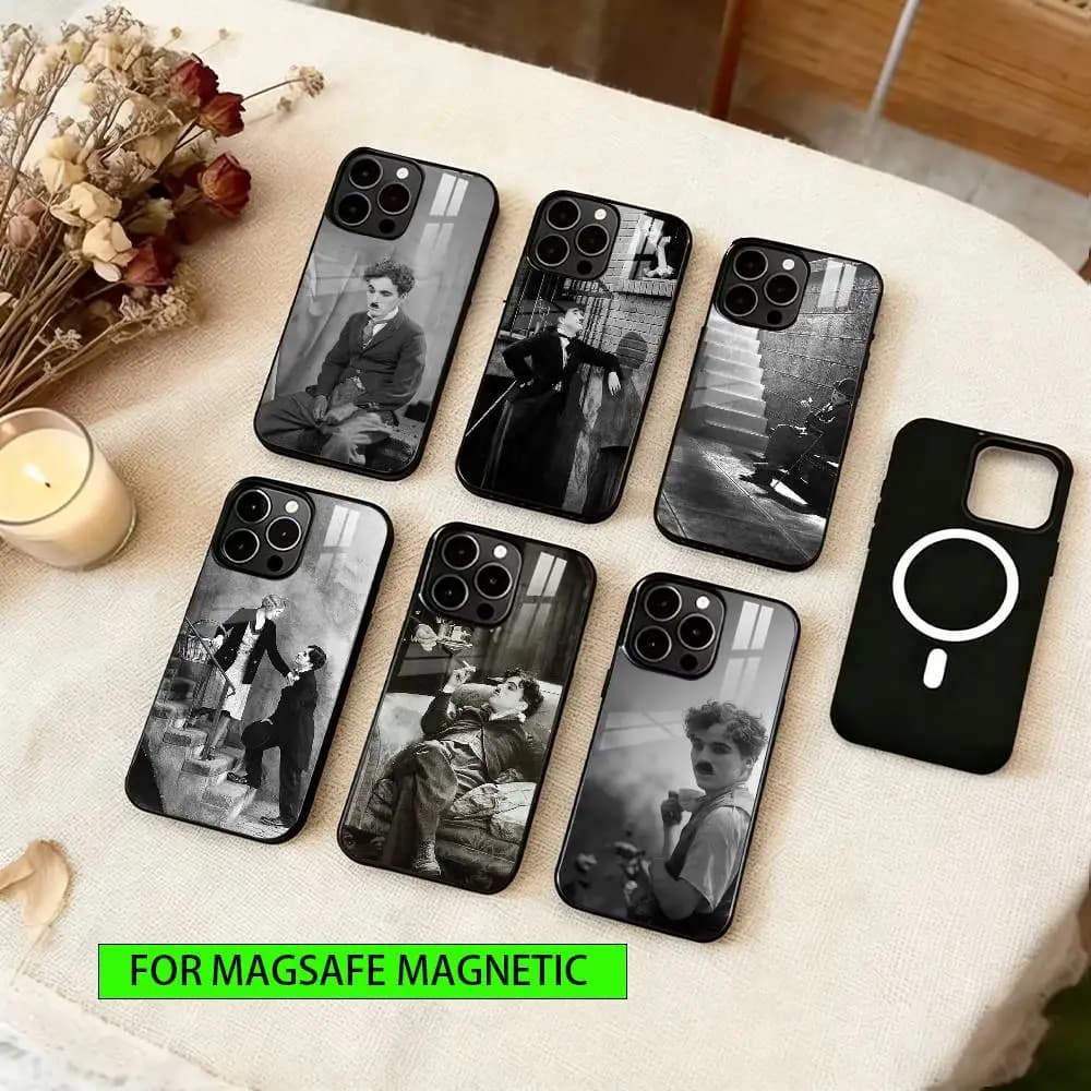 Charlie Chaplin Phone Case For iPhone17,16,15,14,13,12,11 Plus,Pro Magnetic with Magsafe Wireless Charging