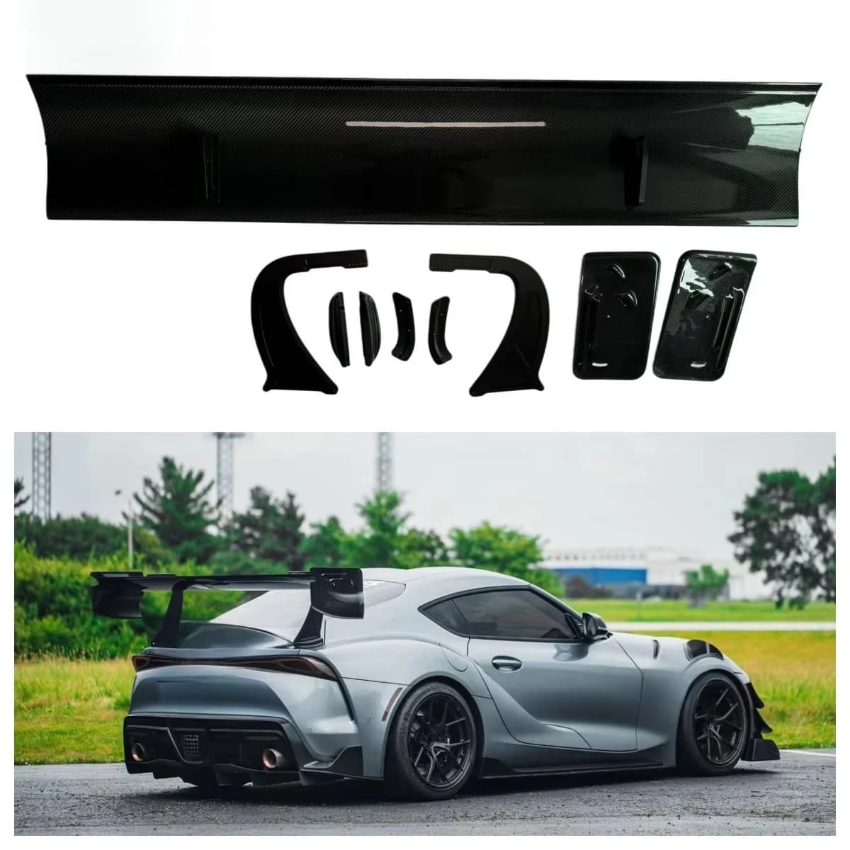 Dry Carbon Fiber Rear Trunk Spoiler for Toyota Supra A90 A91 MK5 2019+ Racing Rear Wing  Car Accessories