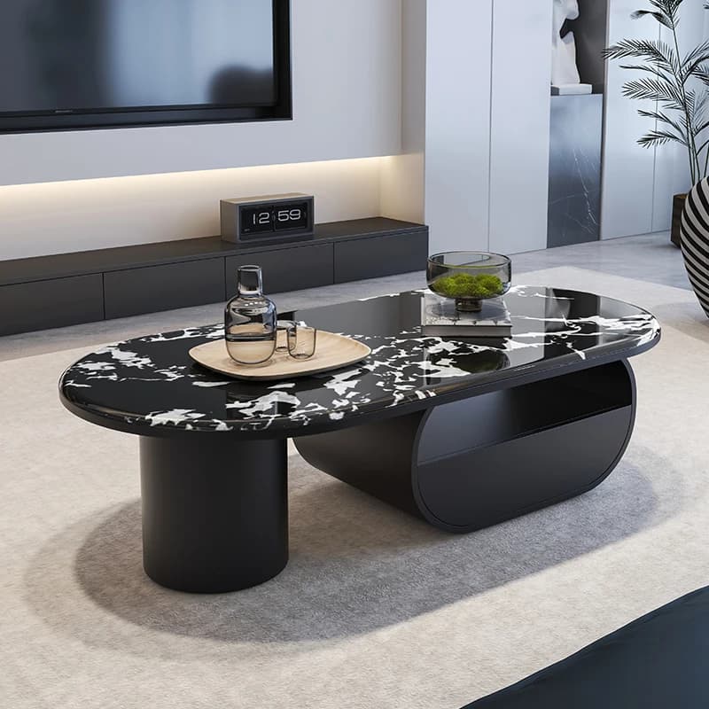 Luxury Extendable Coffee Table Black Decoration Style Minimalist Saving Coffee Table Center Marble Meuble Salon Furniture Home