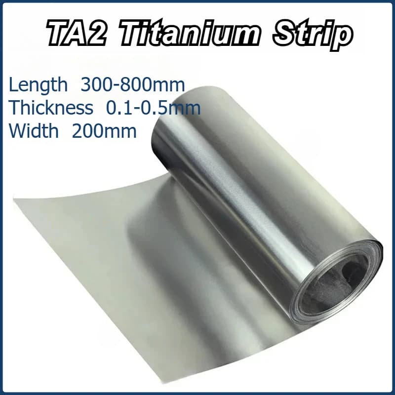 Pure Titanium Ti Thin Thick Plate Sheet Foil Strip TA2 Belt Thickness 0.1mm 0.2mm 0.3mm 0.4mm 0.5mm Length 300-800mm Width 200mm