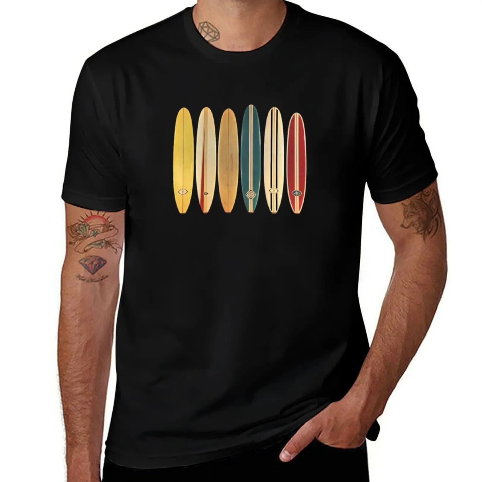 Retro Surfboards T-Shirt Work Duty Casual T-Shirt